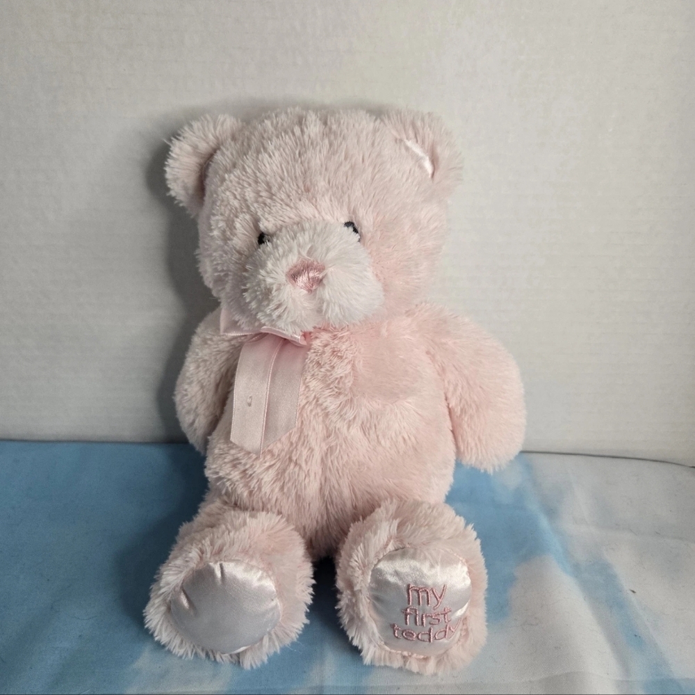 Baby Gund My First Teddy Bear Pink 10" Plush Sewn Eyes Satin Bow 4043979